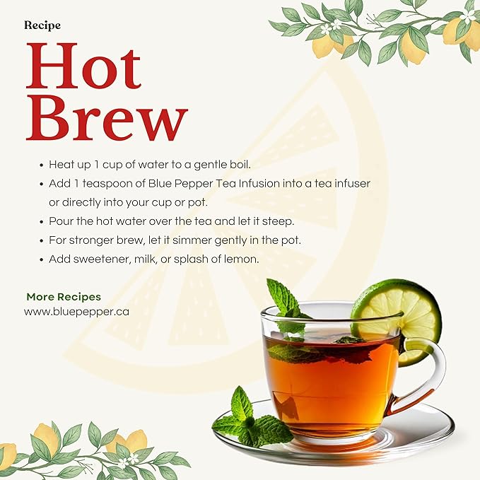 Blue Pepper Peppy Pepper Tea Infusion Blend 60g - Natural Caffeine-Free Herbal Tea Blend in Resealable Pouch | Bold and Spicy Flavor | Product of India