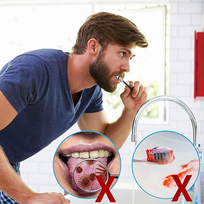Boao 4 Pcs Soft Bristle Toothbrush Nano Toothbrush Ultra Soft Brush Manual Brush with 20,000 Bristles for Sensitive Teeth Adult Kid Children(Black)