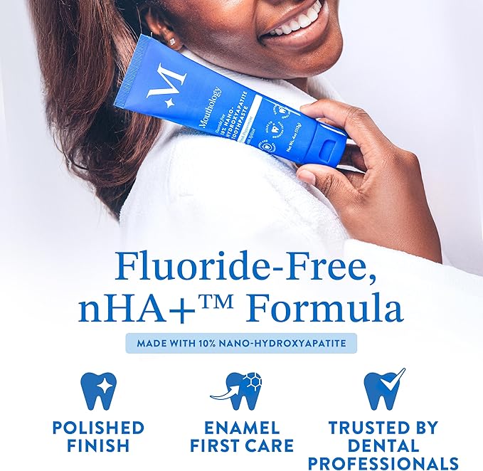 Mouthology 10% Nano Hydroxyapatite Toothpaste (3pk, Fluoride Free), Whitening*, Supports Enamel Care*, Appropriate for Sensitive Teeth*, SLS Free, Xylitol nHA Toothpaste Adults, Mint 4oz (USA Made)