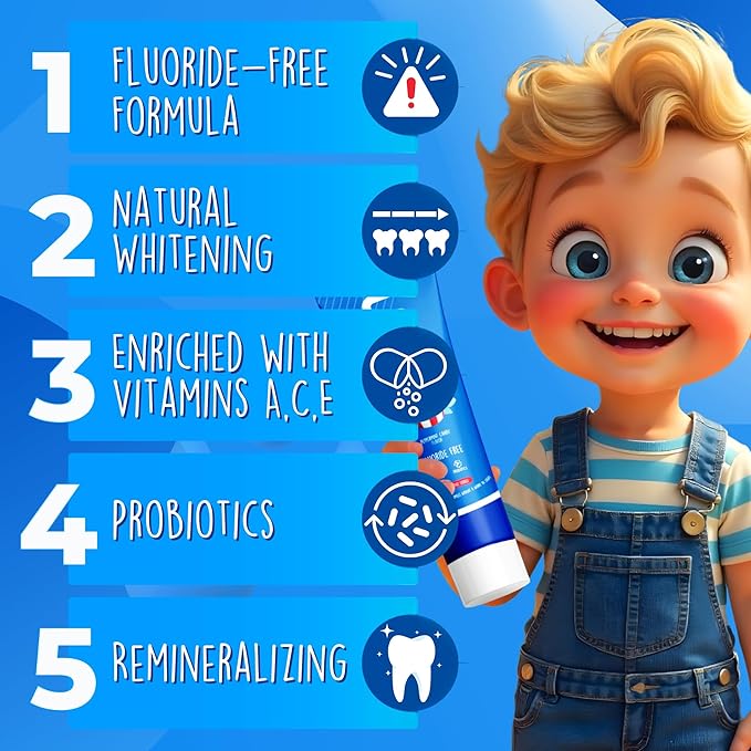 LOL Kids Toothpaste | Fluoride Free 2-Flavors Pack | Nano Hydroxyapatite Toothpaste, Probiotics, Vitamins A, C, E | Safe if Swallowed, No SLS | 1 Melon Flavor, 1 Peppermint