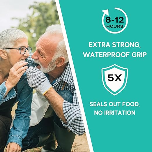 Extra Strong Denture Adhesive Cream, 12 Hour Hold Dental Glue, Waterproof, Zinc & Fluoride Free, Easy Apply Nozzle, Seals Food Out for Comfort, Mint Flavor (5 Pack, 7 Fl Oz)