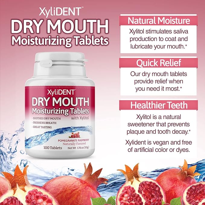 Nature's Stance XyliDENT Xylitol Tablets for Dry Mouth Relief - Stimulates Saliva, Freshens Breath, Reduces Acid Production, Fast Acting Extended Relief, 100 Count