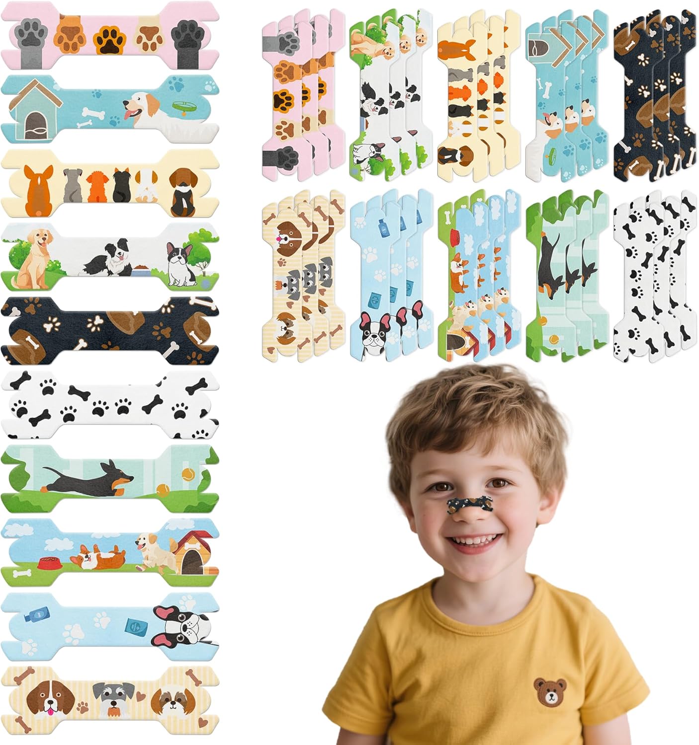 30 Pack Small Size Kids Nasal Strip, Cartoon Pattern 1.73*0.55" Extra Strength Kids Nose Strips for Breathing, Kid Nasal Congestion Relief Nasal Tape, Breathe Snoring Strips Sleep Tape for Children