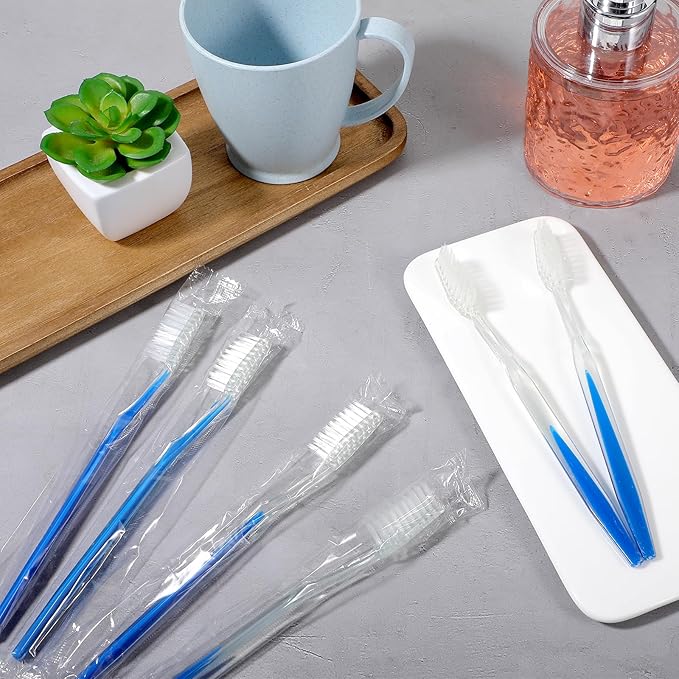 200PCS Individual Wrapped Disposable Toothbrushes Single Use Travel Tooth Brush with Soft Bristle for Women Men Adult Hotels Camp Guest Homeless Gift Donation