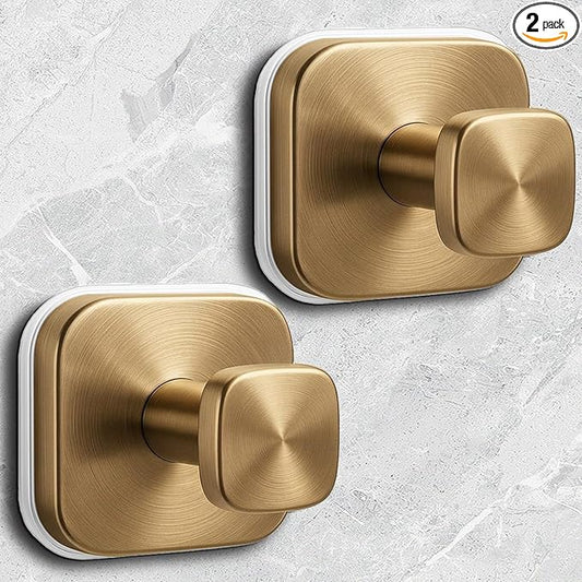 Shower Hooks for Inside Shower,Reusable Suction Cup Hooks for Glass Window,Mirror,Removable Towel Hooks for Bathrooms,2 Pack(Bronze)