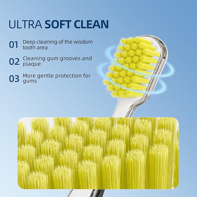 10PCS Dentist-Recommended Soft Crystal Toothbrushes for Adults,Ultra-Soft Bristles Manual Toothbrush Pack for Gentle Plaque Removal & Gum Care, Includes （4 Colors）