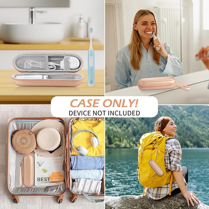TYSORETY Toothbrush Travel Case for Oral B/Oral-B Pro 1000 1500 5000 7000 & Philips Sonicare 4100 1100 5300 5100 6100/iO Electric Toothbrush, Hard Protective Storage Bag (Gold)
