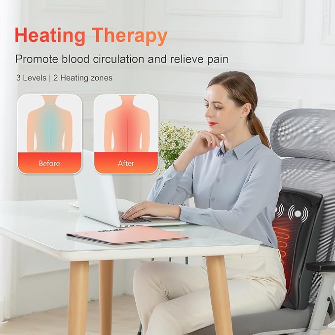 COMFIER Christmas Gift for Men Women,Back Massager with Heat, Shiatsu Neck and Back Massager with Heat for Back Pain, Soothing Heating & 3D Kneading Massage Pillow