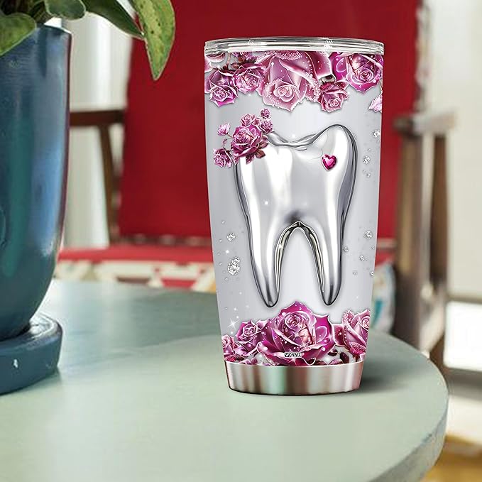 Personalized Dentist Gifts for Women Coffee Tumbler Cup Travel Mugs Water Bottle for Wife Daughter Mom Christmas Birthday Mother's Day Valentine 20oz Insulated Stainless Steel with Lid