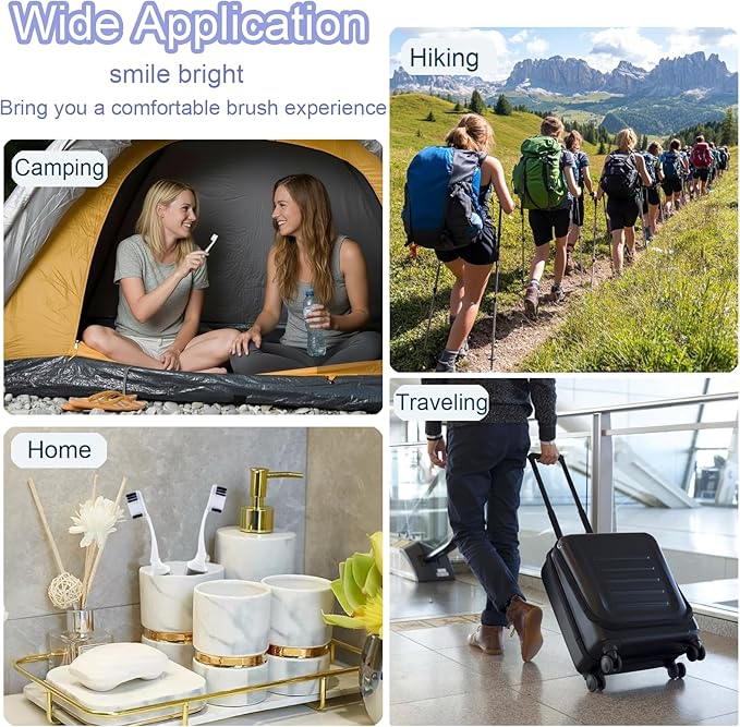 8Pcs Foldable Travel Toothbrush Set with Case, Soft Bristles Mini Compact Portable Folding Toothbrush, Individually Wrapped Small Toiletry Essential for Camping Trips (Black)