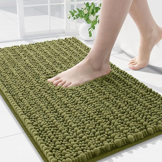 Arotive Luxury Chenille Bathroom Rug Mat, Extra Soft Thick Absorbent Shaggy Bath Rugs, Non-Slip Machine Wash Dry, Plush Bath Mats for Bathroom, Shower and Tub, 30x20, Willow Green