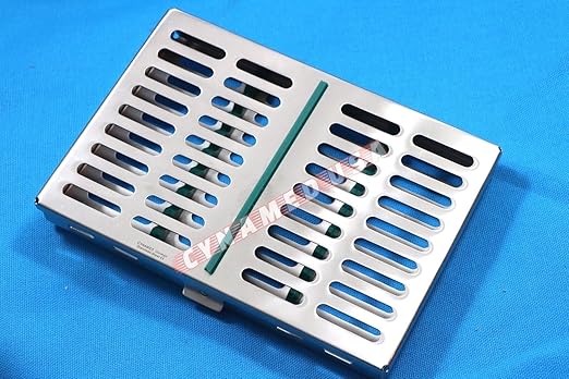 German Stainless 4 Dental Sterilization Cassette Rack Tray Box for 10 Instruments