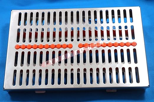 German Stainless 5 Dental Sterilization Cassette Rack Tray Box for 20 Instruments Set of 5 Color