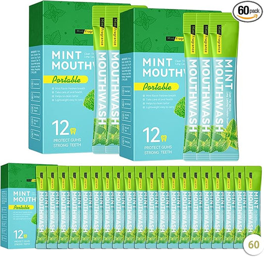 60PCS Travel Size Mouthwash,Portable Mini Mouthwash,Long-Lasting Freshness Travel Mouth Wash for Oral Care A6