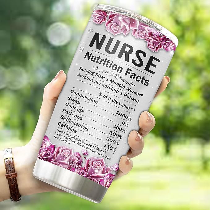 Personalized Nurse Gifts For Women 20oz Tumbler Coffee Mug Travel Cup Water Bottle Gift For Wife Daughter Mom Insulated Stainless Steel With Lid Christmas Birthday Mother's Day Valentine