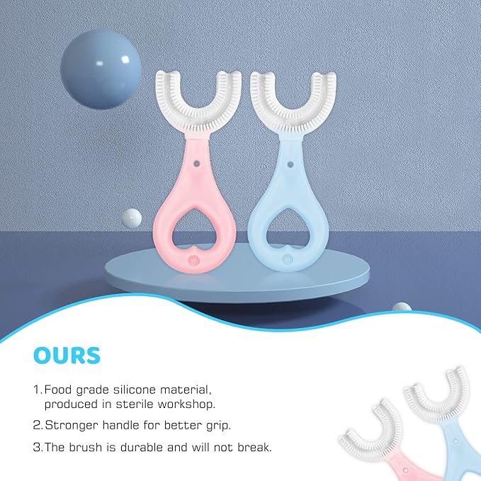 4-in-1 U-Shaped Toothbrush Set - Infant to Toddler Oral Care - Food Grade Silicone - Perfect for Age 1-6 (4-Pack) Baby Essentials Gift