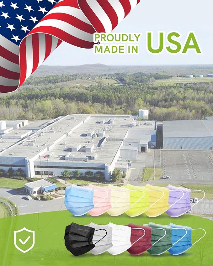 FriCARE Made in USA Disposable Face Masks, 3-Ply ASTM Level 3 Medical Grade, Breathable & Comfortable for Adult Daily Work/Sun Protection, 50 Pack Tropical Prism