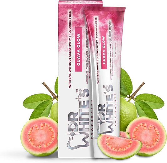 Dr. White’s Fruit by Design™ Line — Guava Glow Fluoride-Free Nano-Hydroxyapatite Toothpaste, 3.5 oz | Mint-Free | Dentist-Formulated | Enamel-Identical Mineral Care
