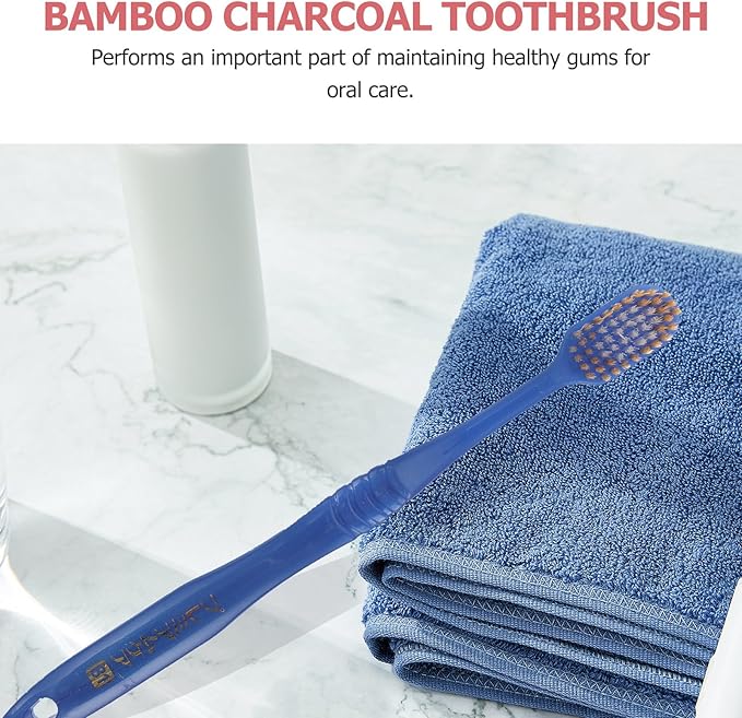 10Pcs Household Charcoal Toothbrushes Gentle Thin Bristles Oral Care Cleaning Brush Mixed Colors Comfortable Grip Non-Slip Handles for Bathroom Accessories