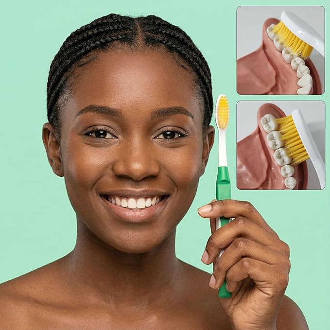 Dolphin Gold [4 Packs] Extra Soft Toothbrush Manual Long Flossing Bristle, Ultra Clean Toothbrush, Good for Sensitive Teeth and Gums (Black, Gold 4 Packs)