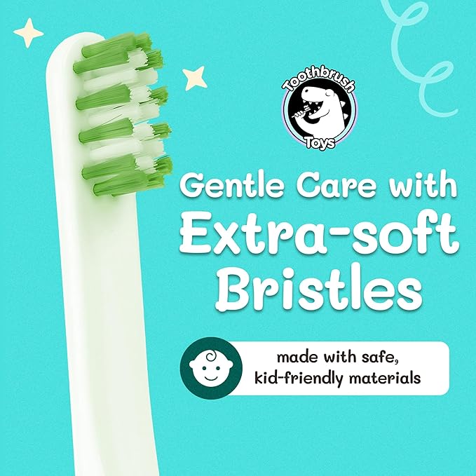 Kids Soft Bristle Dinosaur Toothbrush for Ages 2+, Gentle and Cute Toothbrush for Children with Replaceable Brush Head, Ergonomic Handle Kids Brush for Teeth Care Ideal for Toddlers, Dinosaur Design