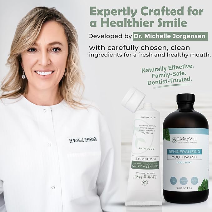 Natural Oral Care Bundle – Remineralizing Toothpaste + Alcohol-Free Mouthwash | Hydroxyapatite + Colloidal Silver | Fluoride-Free, Dentist-Developed | Supports Enamel, Gum Health & Oral Microbiome | M