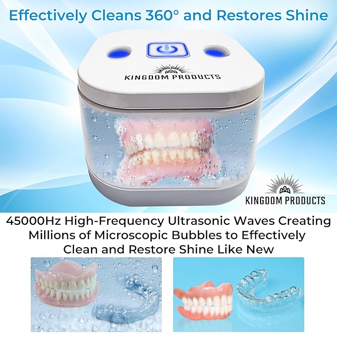 New Ultrasonic Retainer Cleaner with a Larger 200ML Pod, 45kHz Retainer Cleaner Machine for Dentures, Night Guard Cleaner, Mouth Guard Cleaner, Denture Cleaner, Aligner Cleaner