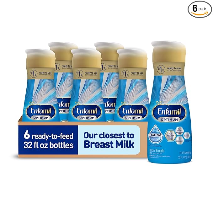 Enfamil Optimum (Enspire) Ready-to-Feed Baby Formula, Our Closest to Breast Milk, Brain-Building DHA, 32 Fl Oz, Pack of 6