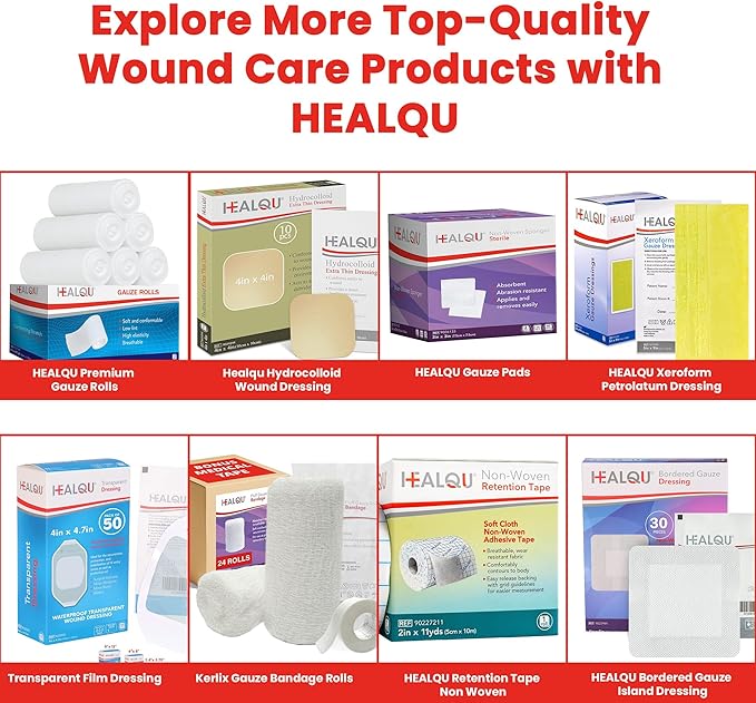 HEALQU Gauze Pads 2"x2" - 200-Pack, 4-Ply Non-Woven Sponges Non-Sterile, All-Purpose Dental and Surgical Sponges Including First Aid Kits and Medical Facilities