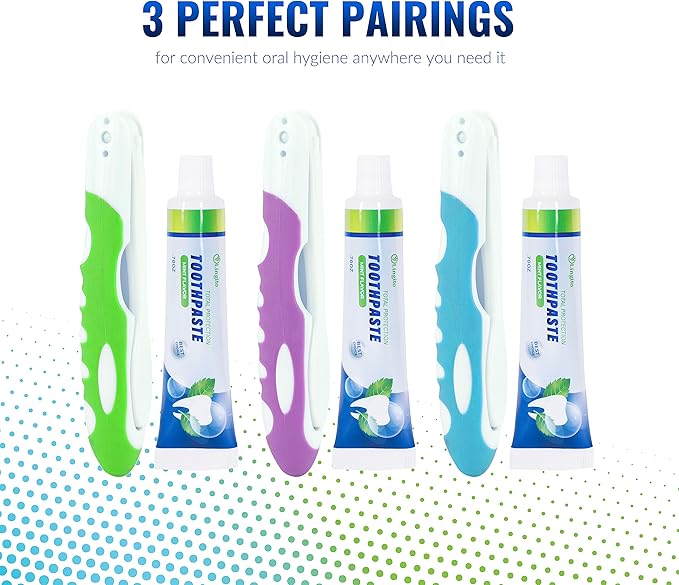 Portable Toothbrush Kit with Toothpaste, Built-in Cover, Folding Collapsible Travel Toothbrush (3 Pack - Medium)