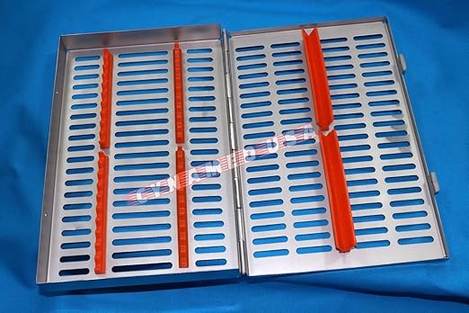 German Stainless 5 Dental Sterilization Cassette Rack Tray Box for 20 Instruments Set of 5 Color