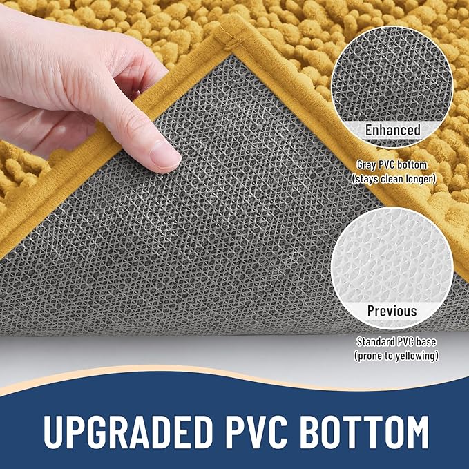 Arotive Luxury Chenille Bathroom Rug Mat, Extra Soft Thick Absorbent Shaggy Bath Rugs, Non-Slip Machine Wash Dry, Plush Bath Mats for Bathroom, Shower and Tub, 30x20, Golden Yellow