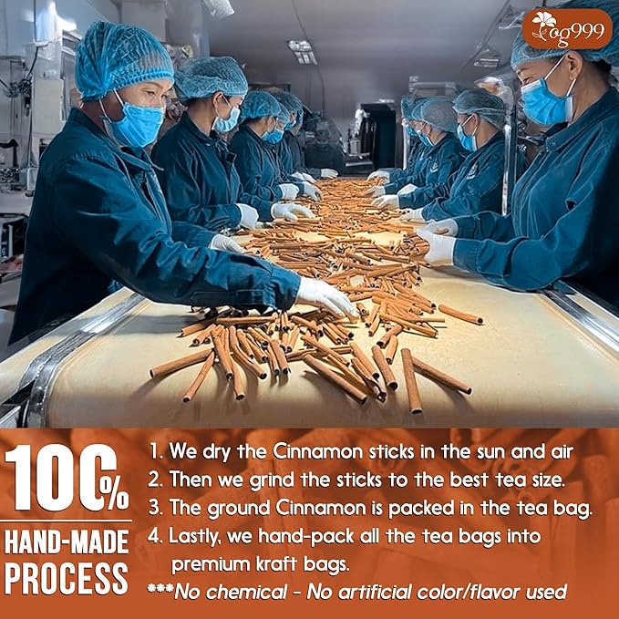 TOG999, Premium 40 Tea Bags - Special Cinnamon Tea, 100% Natural & Pure, Herbal Tea. Cinnamon Stick Herbal Spice