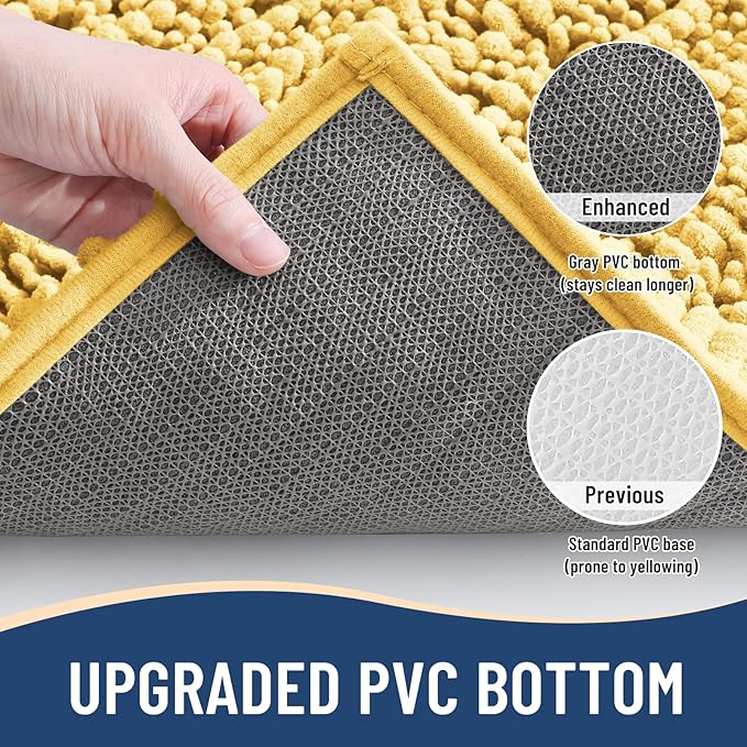 Arotive Luxury Round Chenille Bathroom Rug Mat, Extra Soft Thick Absorbent Shaggy Bath Rugs, Non-Slip Machine Wash Dry Plush Bath Mats for Bathroom, Shower and Tub, 24x24, Yellow