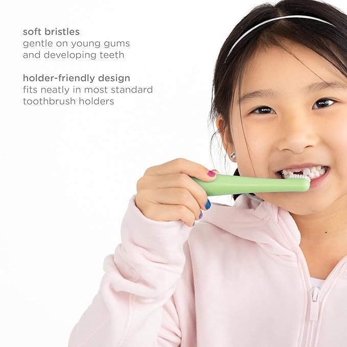 Ubbi Grow with Me Toothbrush Training Set for Babies and Toddlers, Includes One 360° Food-Grade Platinum Silicone and One Soft Bristled Toothbrush, Smoothie Purple and Zest Green