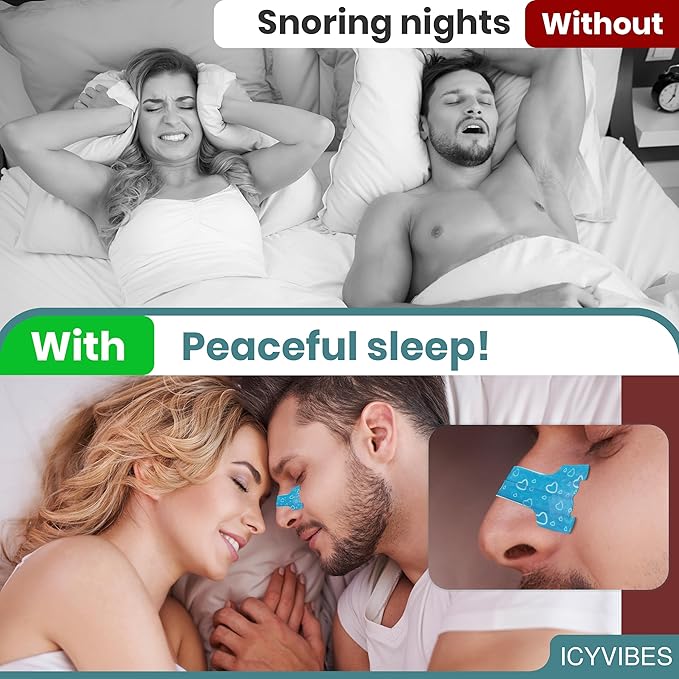 Premium Nasal Strips for Snoring - 60 Count Extra Strength to Support Breathing Enhance Sleep Experience and Promote Overall Well Being for Men & Women Tape