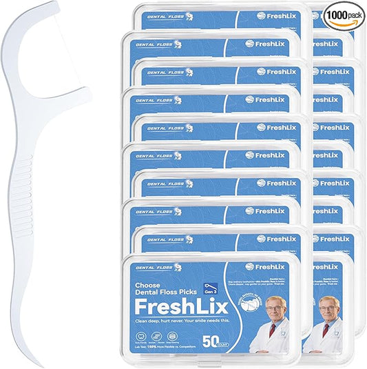 Dental Floss Picks 1000 Count Tooth Picks Flossers Gen 3 Toothpicks Sticks to Remove Plaque & Protect gingivae for Adults & Kids Teeth Cleaning
