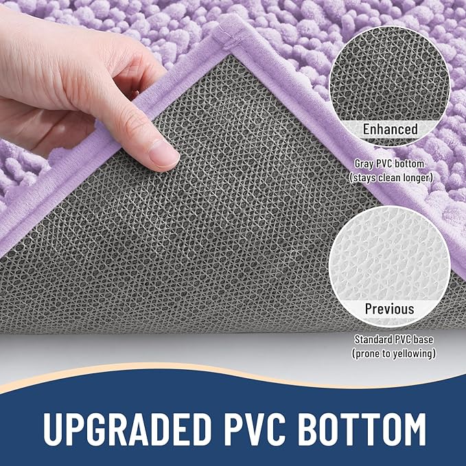 Arotive Luxury Chenille Bathroom Rug Mat, Extra Soft Thick Absorbent Shaggy Bath Rugs, Non-Slip Machine Wash Dry, Plush Bath Mats for Bathroom, Shower and Tub, 47x32, Light Purple