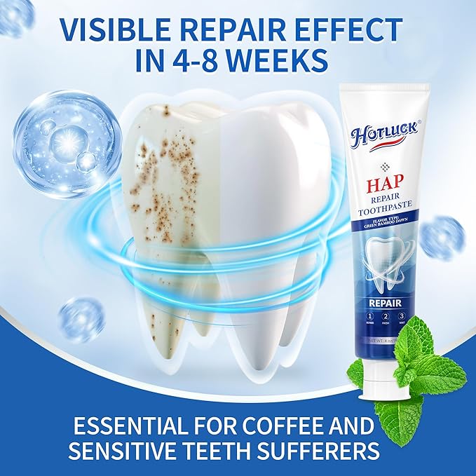 Hotluck HAP Fluoride Free Toothpaste，Nano Hydroxyapatite Toothpaste，Enamel Repair & Remineralization，Whitening，Fresh Breath，Natural Mint，4oz (Pack of 1)