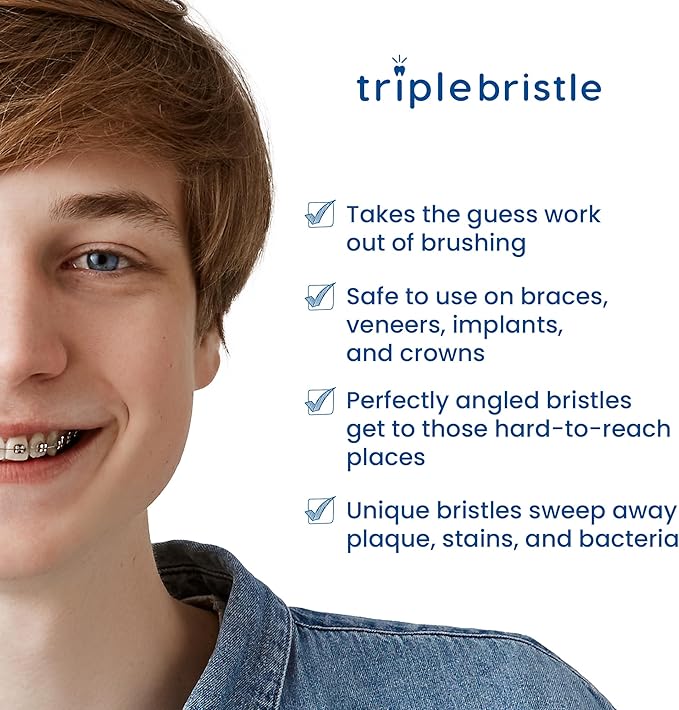Triple Bristle Max Sonic | 3 Sided Toothbrush w/ 4 Modes | Dentist Created & Approved Triple Sided | Soft Charcoal Infused Nylon Bristles | Rechargeable & Waterproof