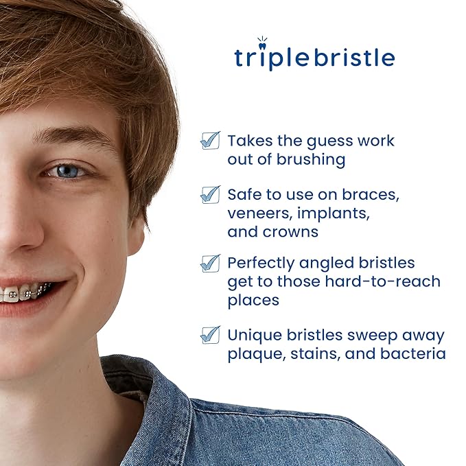 Triple Bristle Duo - 2 Electric Toothbrushes with Dual Charging Station, Patented 3 Head Design, 31,000 VPM, Rechargeable Toothbrush Set for Families & Couples, 3-Sided Sonic Brush