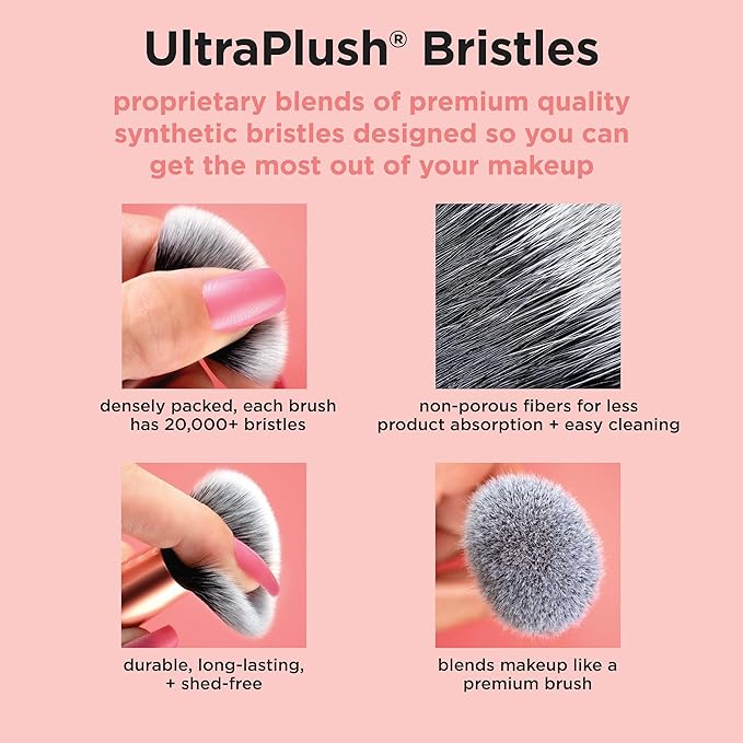 Real Techniques Makeupsaver Sponge + Brush Trio, Makeup Blending Sponge & Brushes For Liquid & Cream Foundation, Natural Finish & Reduces Makeup Waste, Cruelty & Latex-Free, 3 Piece Set