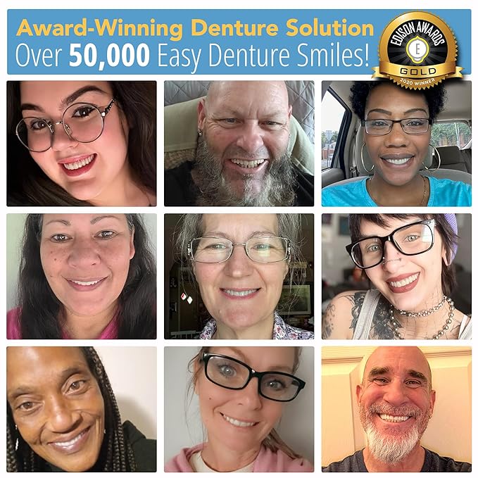 Boil-&-Bite Functional Denture, Self-fit at Home in Mins, Adjusts for Narrow or Wide Arches, Long-term or temporary Solution, Eat, Drink and Smile Confidently, Med/Large Denture, Upper