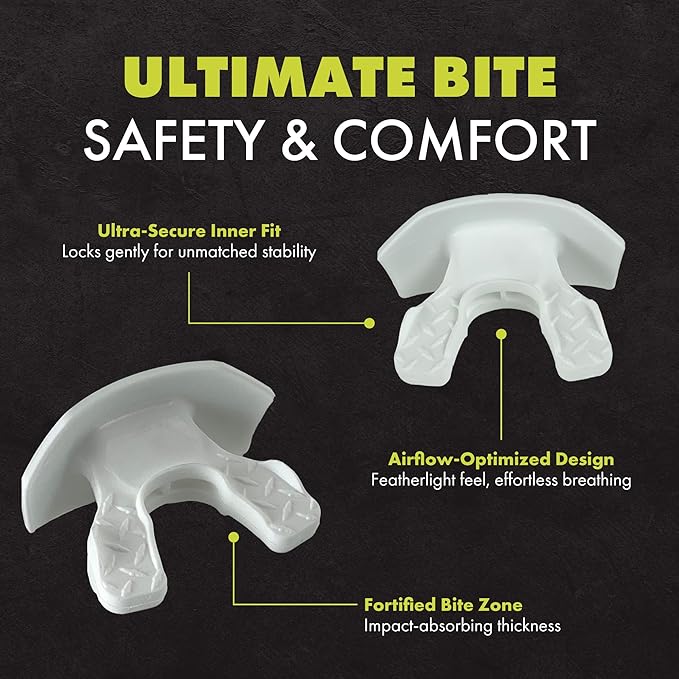 DAMAGE CONTROL Youth Football Mouth Guard – Breathable No Boil Mouthpiece, Protects Lips & Teeth, Works with Braces, Includes Helmet Strap – Sports Gear & Accessories (Hot Pink)