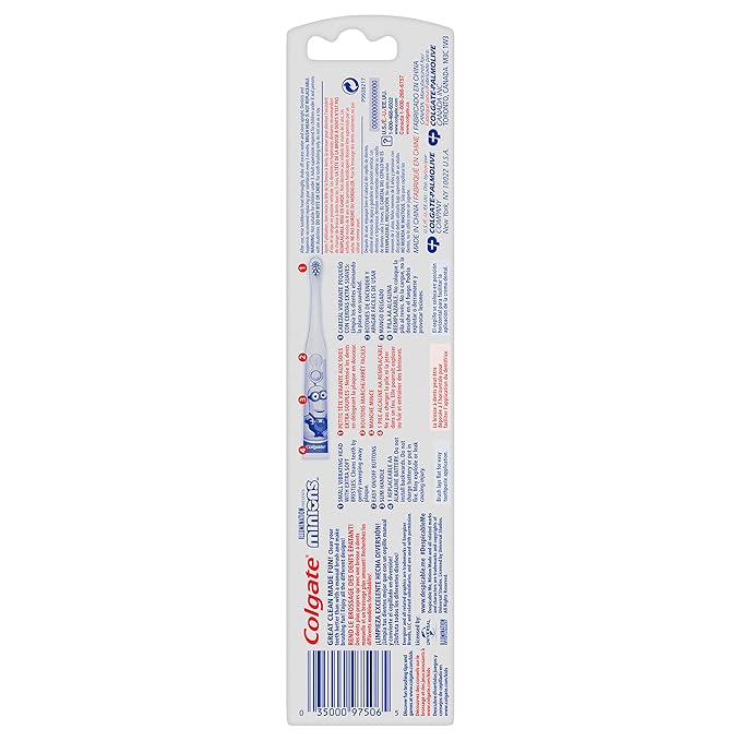 Colgate Kids Battery Powered Toothbrush with Included AA Battery, Extra Soft Bristles, Flat-Laying Handle to Prevent Rolling, Minion, 1 Pack