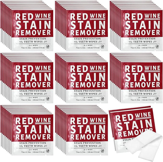 Loopeer 50 Pack Red Wine Stain Remover Wipes for Teeth and Lips Wine Prevention Teeth Wipes