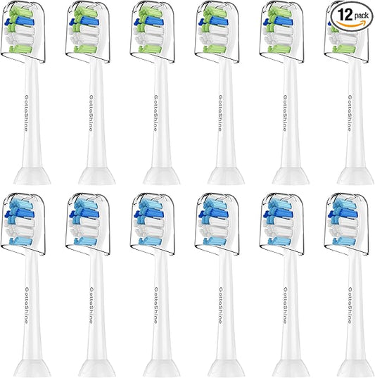Replacement Toothbrush Heads for Philips Sonicare – Plaque Control, Compatible with Click-on Electric Toothbrush Handles, 12 Pack White