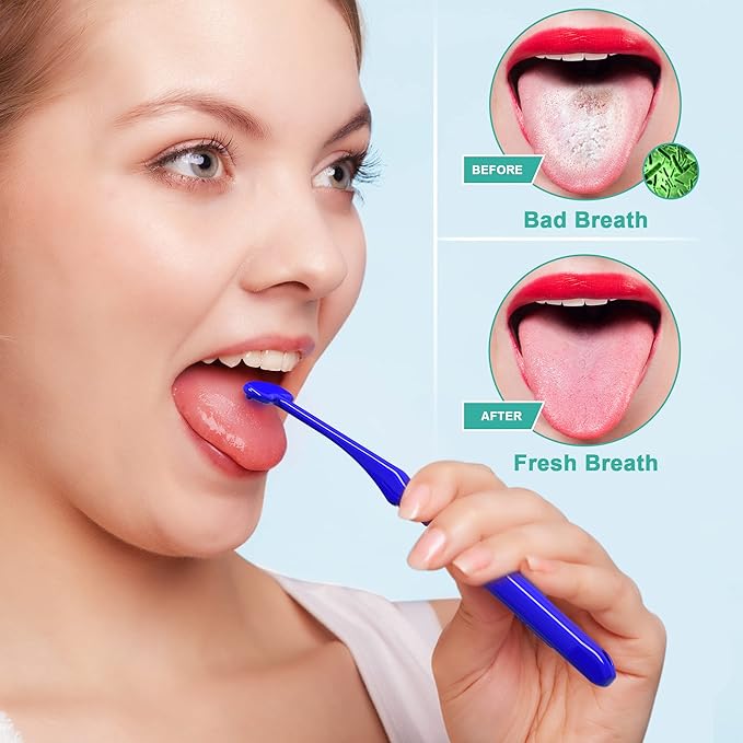 Mspan Tongue Scraper Cleaner Brush: Tongue Cleaning Scrubber with Plastic Travel Case Cover for Adults Kids - Dental Clean Bad Breath Kit 2 Pack