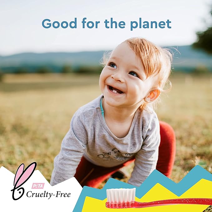 RADIUS Totz Toothbrush Extra Soft Brush BPA Free & ADA Accepted Designed for Delicate Teeth & Gums for Children 18 Months & Up - Blue Sparkle - Pack of 1