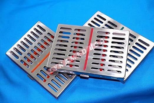 German 3 Dental Sterilization Cassette Rack Tray Box for 10 Instruments